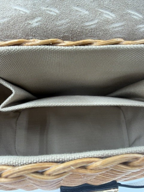 Miu Miu Wicker Top Handle Bag in Natural & Cream