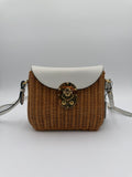Miu Miu Wicker Top Handle Bag in Natural & Cream