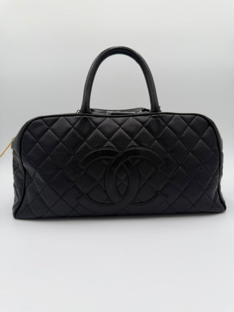 Chanel Quilted Caviar Leather Boston Bag