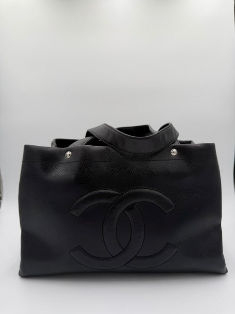 Chanel Grand Shopping Tote GST Black Caviar Leather Shoulder Bag