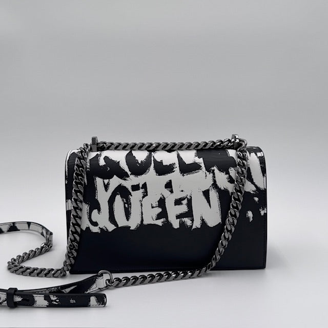 Alexander McQueen Graffiti Skull Lock Chain Shoulder Bag