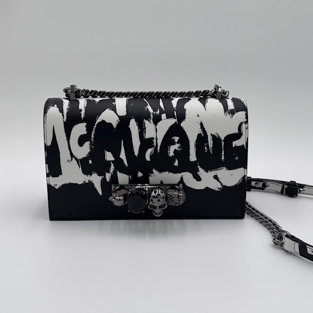Alexander McQueen Graffiti Skull Lock Chain Shoulder Bag
