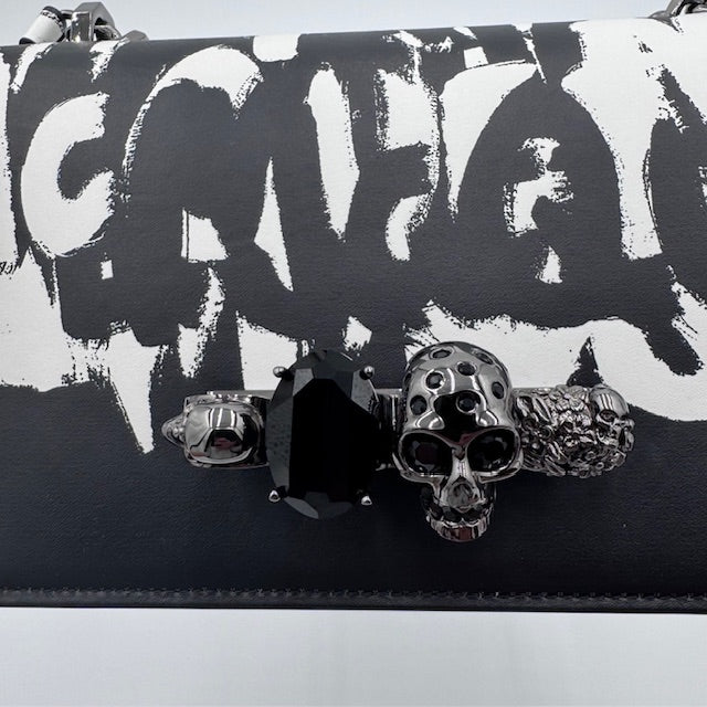 Alexander McQueen Graffiti Skull Lock Chain Shoulder Bag