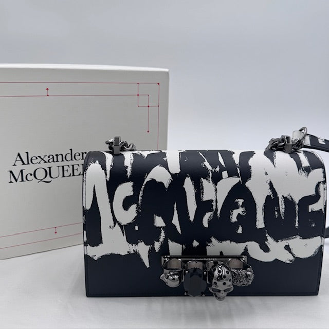 Alexander McQueen Graffiti Skull Lock Chain Shoulder Bag
