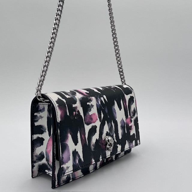 Alexander McQueen Skull Graffiti Wallet on Chain | Authentic