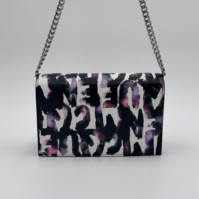 Alexander McQueen Skull Graffiti Wallet on Chain | Authentic
