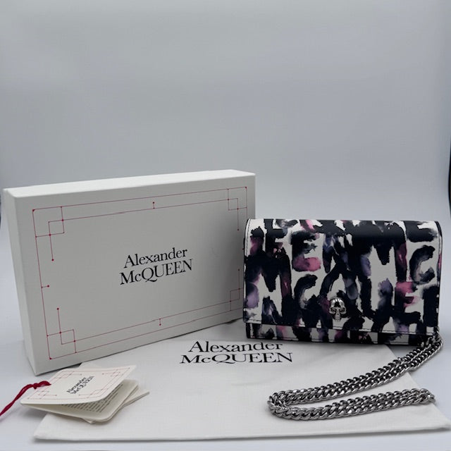 Alexander McQueen Skull Graffiti Wallet on Chain Multicolor