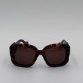 Balenciaga Tortoise Shell Logo Square Sunglasses