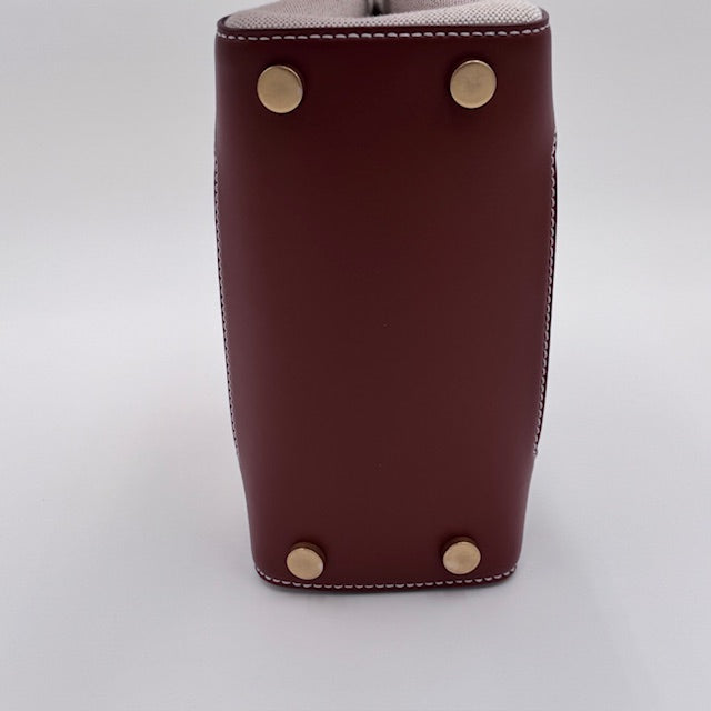 Balmain B-Buzz Canvas and Leather Top Handle Bag with Strap