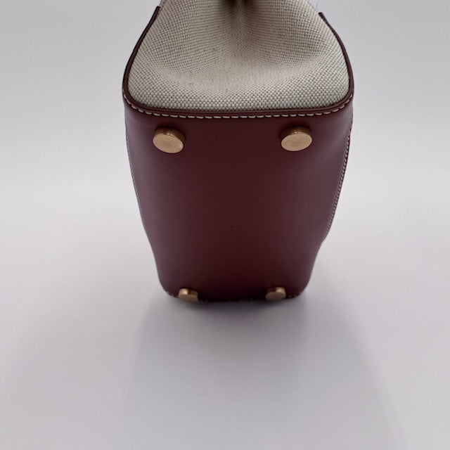 Balmain B-Buzz Canvas and Leather Top Handle Bag with Strap