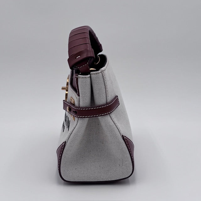 Balmain B-Buzz Canvas and Leather Top Handle Bag with Strap