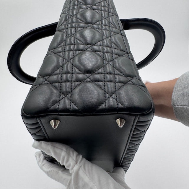 Dior Lady Dior Black Cannage Lambskin Top Handle Bag