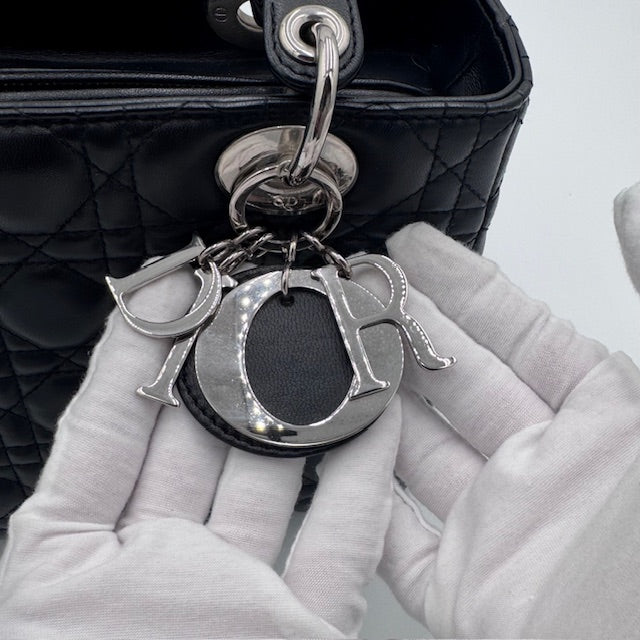 Dior Lady Dior Black Cannage Lambskin Top Handle Bag