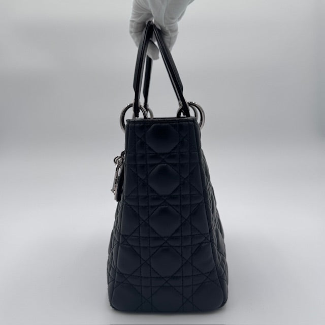 Dior Lady Dior Black Cannage Lambskin Top Handle Bag