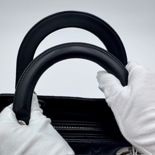 Dior Lady Dior Black Cannage Lambskin Top Handle Bag