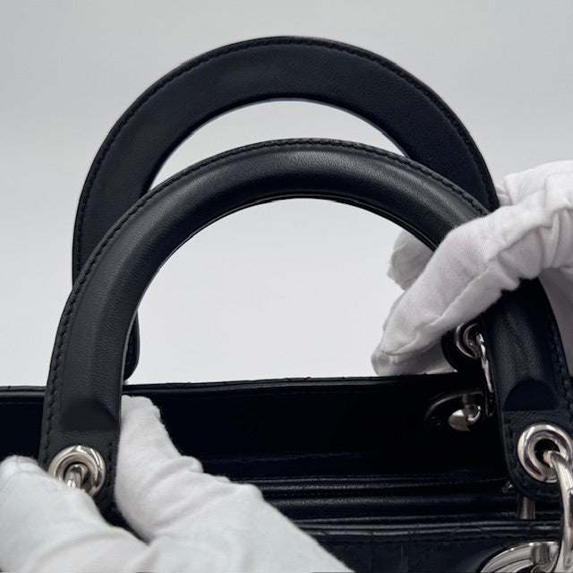 Dior Lady Dior Black Cannage Lambskin Top Handle Bag