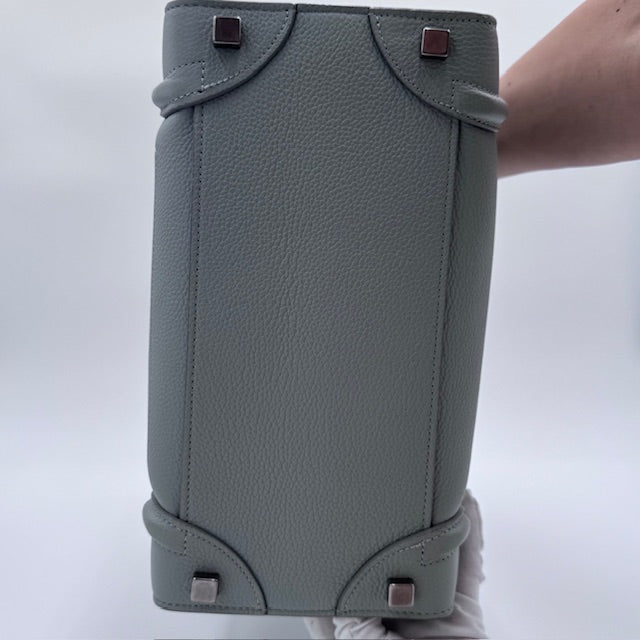 Celine Micro Luggage Tote in Grey Grained Leather