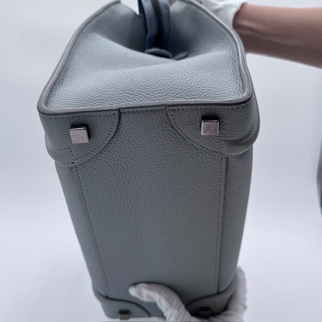 Celine Micro Luggage Tote in Grey Grained Leather
