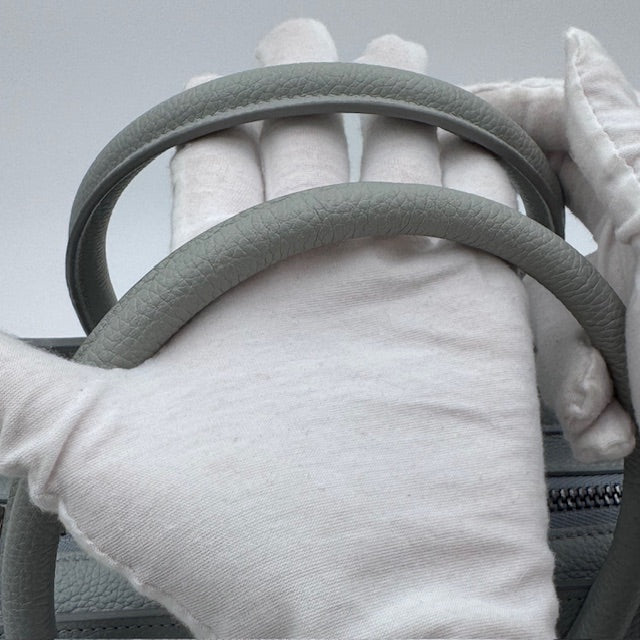 Celine Micro Luggage Tote in Grey Grained Leather