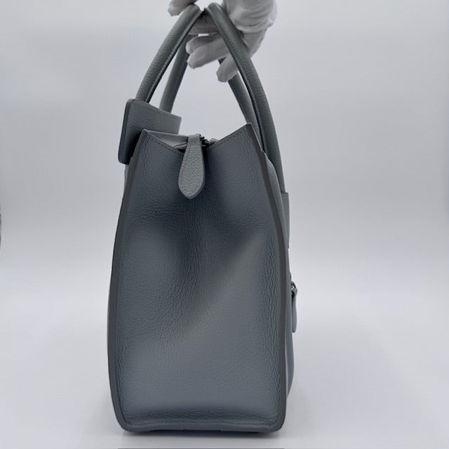 Celine Micro Luggage Tote in Grey Grained Leather