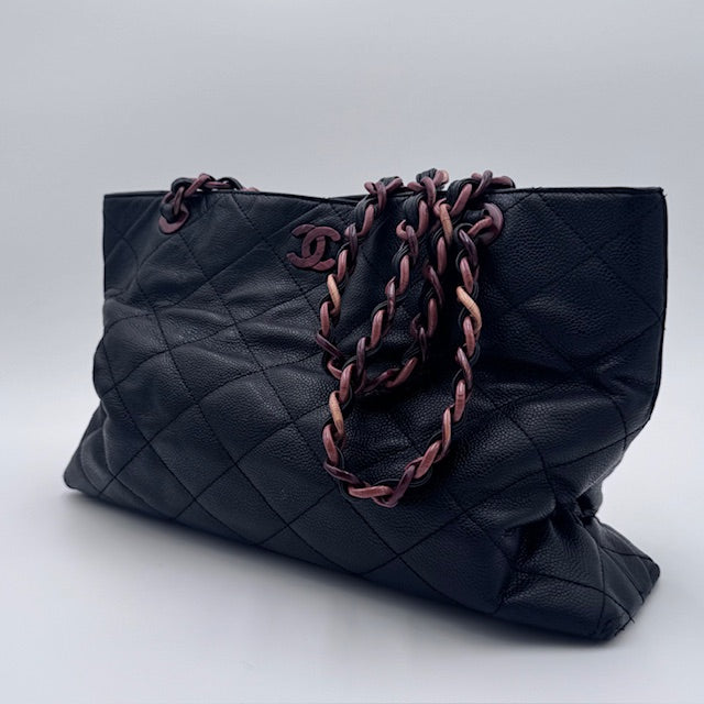 Chanel Vintage Quilted Caviar Tote - Tortoise Shell CC and Handles