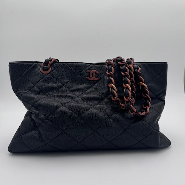 Chanel Vintage Quilted Caviar Tote - Tortoise Shell CC and Handles