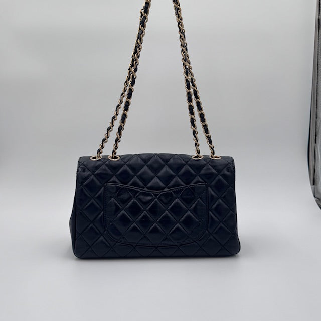 Chanel Vintage Classic Flap Medium - Navy Quilted Lambskin with Gold-Tone Hardware