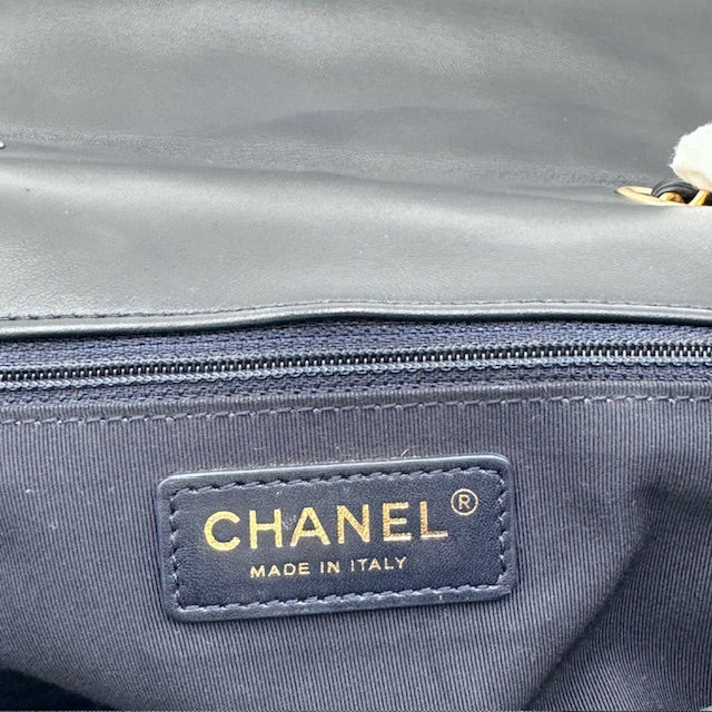Chanel Vintage Classic Flap Medium - Navy Quilted Lambskin with Gold-Tone Hardware