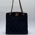 Chanel Vintage Black Quilted Leather Tote Bag