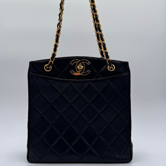 Chanel Black Quilted Leather Tote Bag