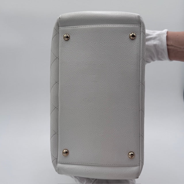 Chanel Petite Timeless Chain Tote - White Caviar Leather