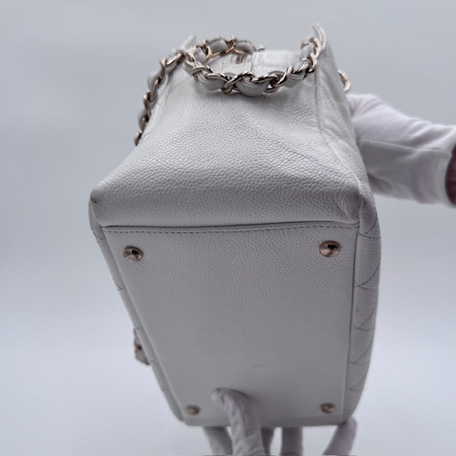 Chanel Petite Timeless Chain Tote - White Caviar Leather