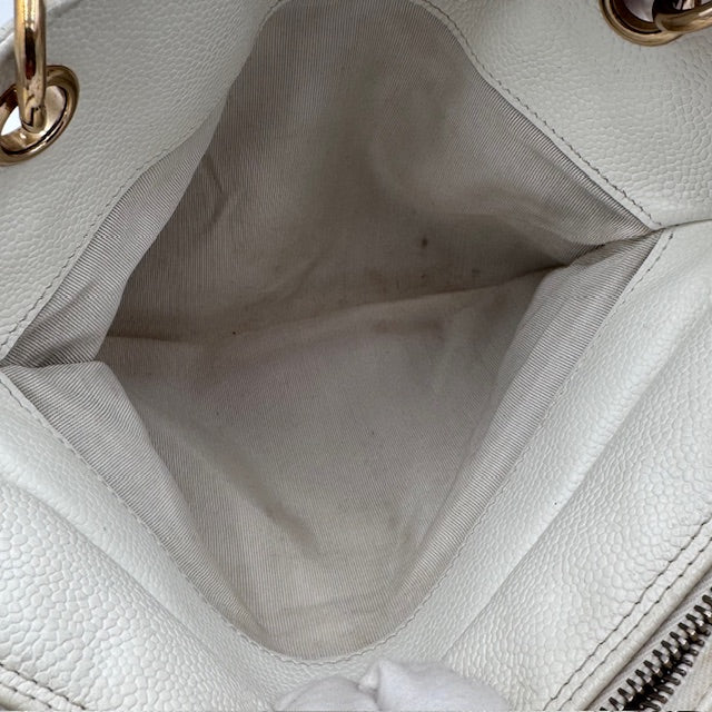 Chanel Petite Timeless Chain Tote - White Caviar Leather