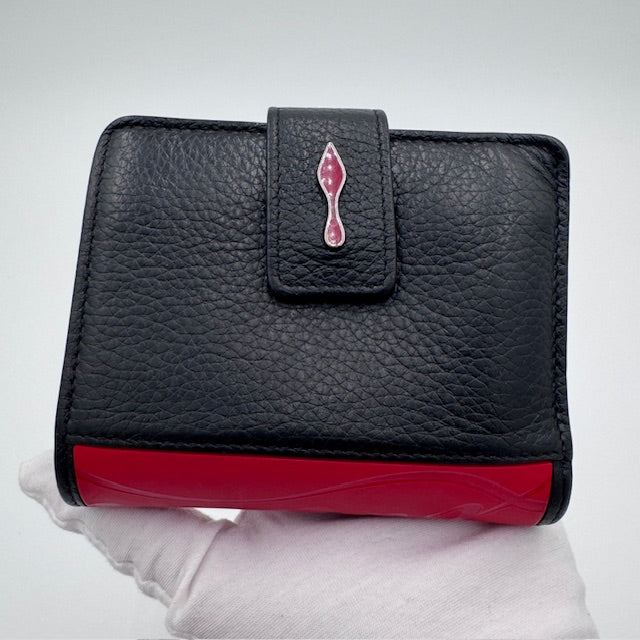 Christian Louboutin Black Leather Wallet with Signature Red Sole Detail