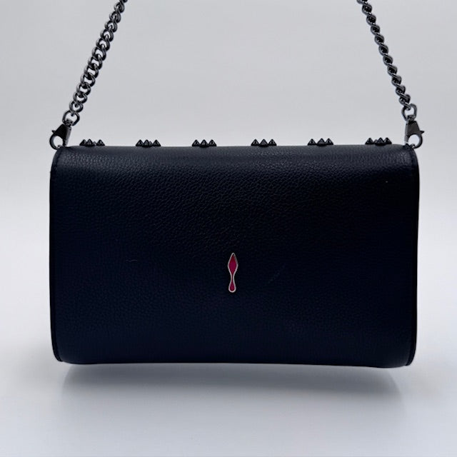 Christian Louboutin Paloma Studded Leather Clutch with Crossbody Chain