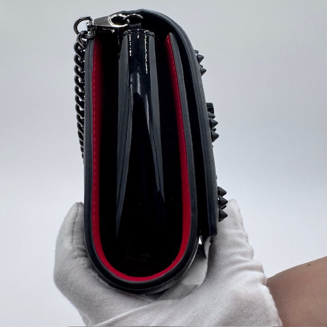 Christian Louboutin Paloma Studded Leather Clutch with Crossbody Chain