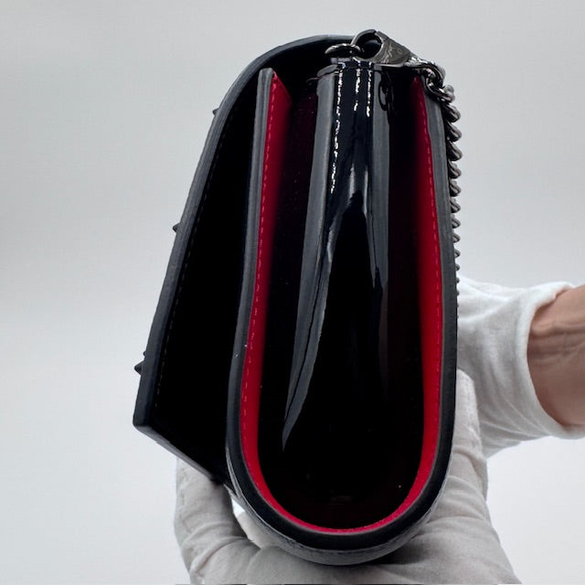 Christian Louboutin Paloma Studded Leather Clutch with Crossbody Chain