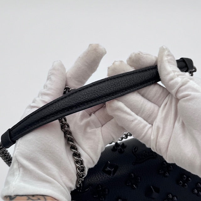 Christian Louboutin Paloma Studded Leather Clutch with Crossbody Chain