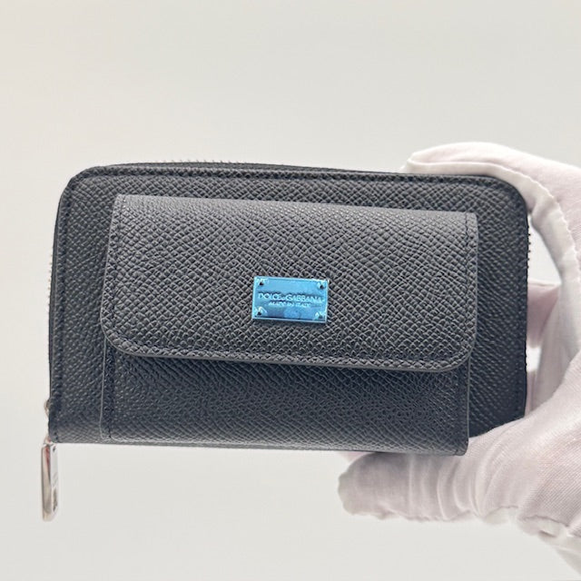 Dolce & Gabbana Black Leather Zip-Around Wallet