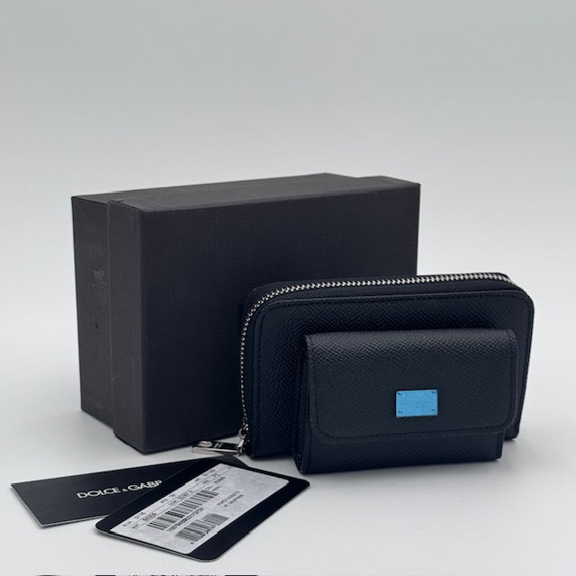 Dolce & Gabbana Black Leather Zip-Around Wallet