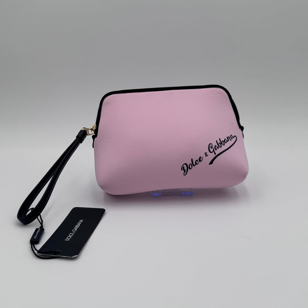 Dolce & Gabbana Pink Neoprene Logo Cosmetic Pouch