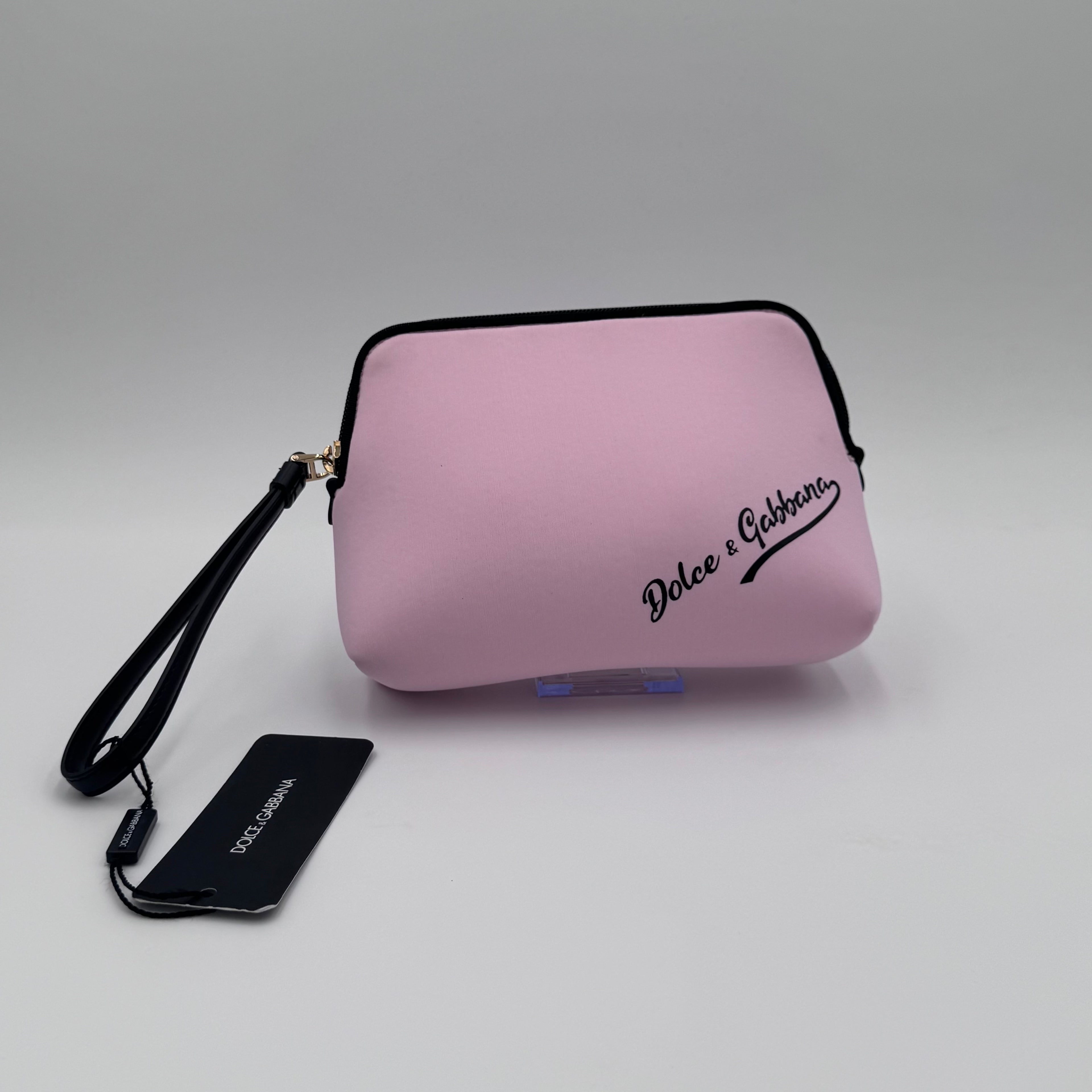 Dolce & Gabbana Pink Neoprene Logo Cosmetic Pouch