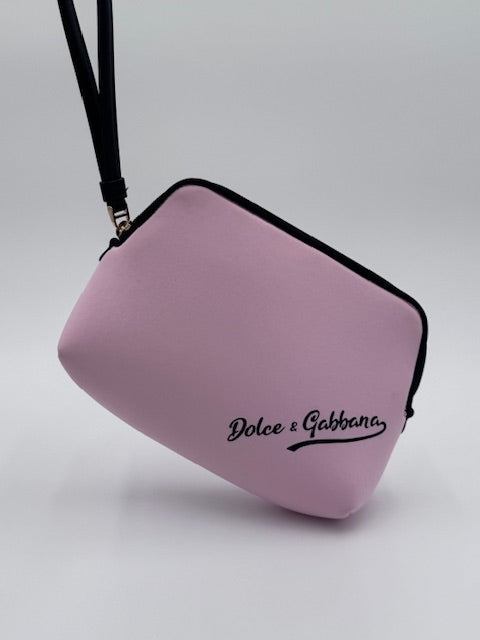 Dolce & Gabbana Pink Neoprene Logo Cosmetic Pouch