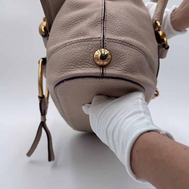 Dolce & Gabbana Beige Pebbled Leather Shoulder Bag