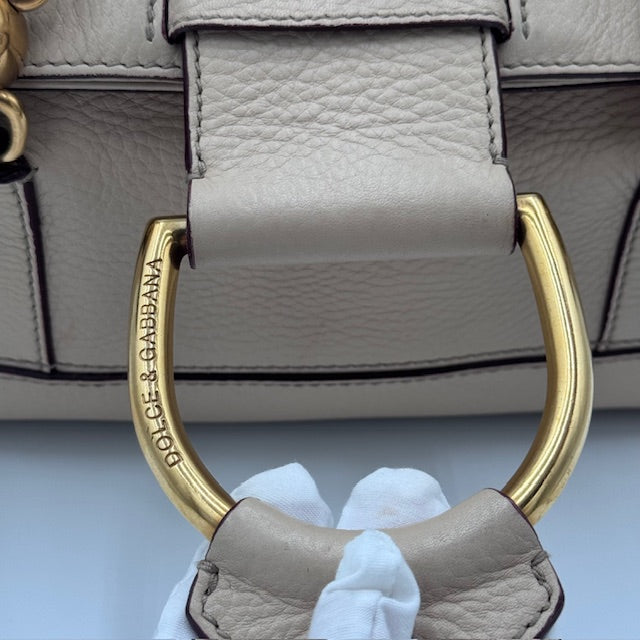 Dolce & Gabbana Beige Pebbled Leather Shoulder Bag