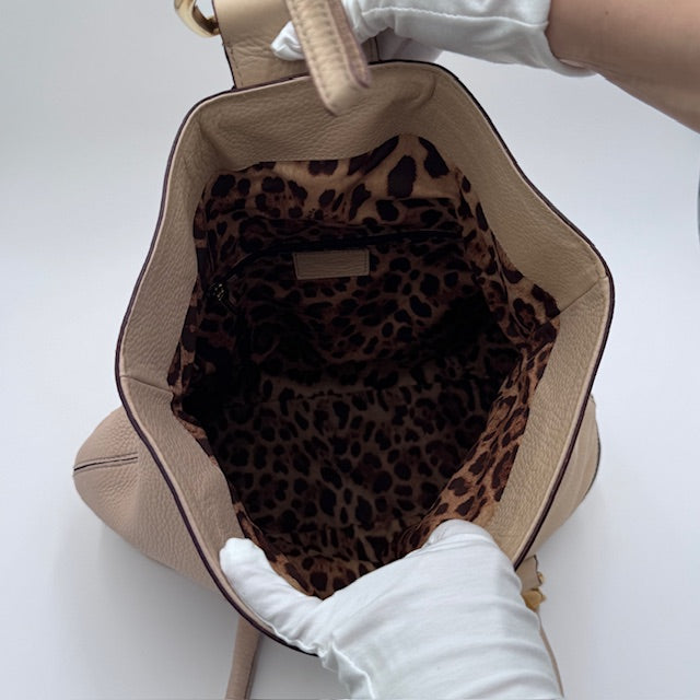 Dolce & Gabbana Beige Pebbled Leather Shoulder Bag