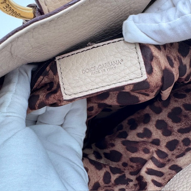 Dolce & Gabbana Beige Pebbled Leather Shoulder Bag