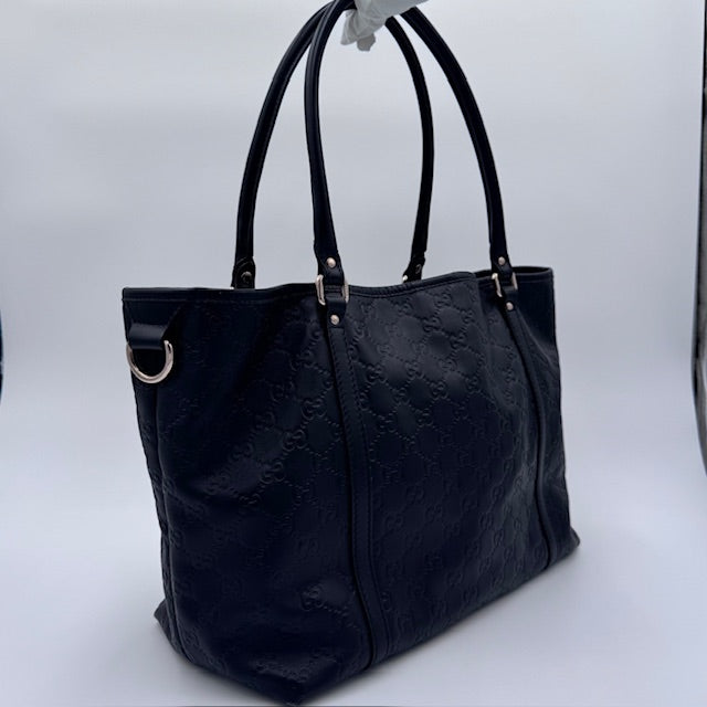 Gucci GG Guccissima Black Leather Tote Bag