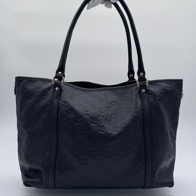 Gucci GG Guccissima Black Leather Tote Bag