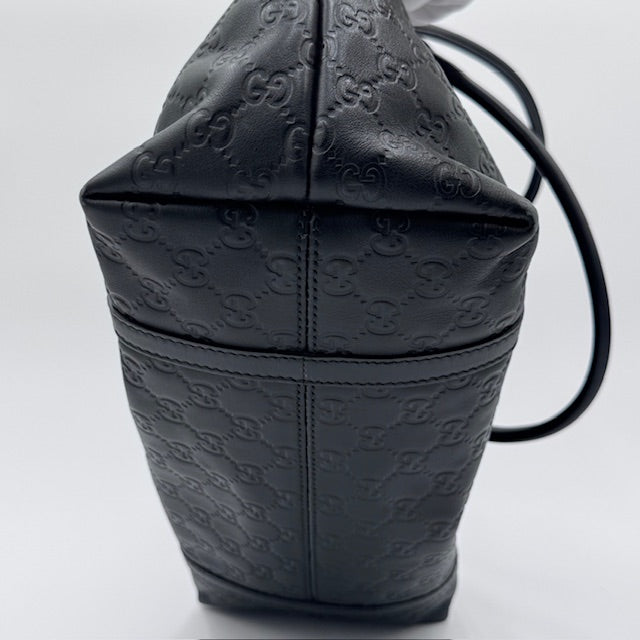 Gucci GG Guccissima Black Leather Tote Bag